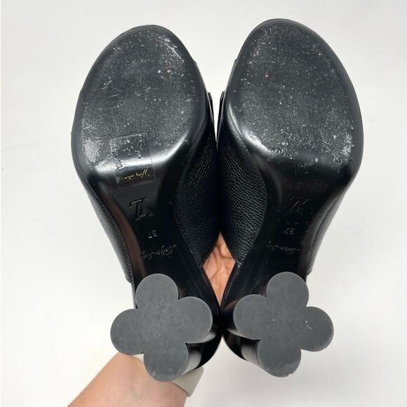 Louis Vuitton Indiana Mule Black Leather Slip On Open Toe Heel Sandal EU 37 - Picture 8 of 12